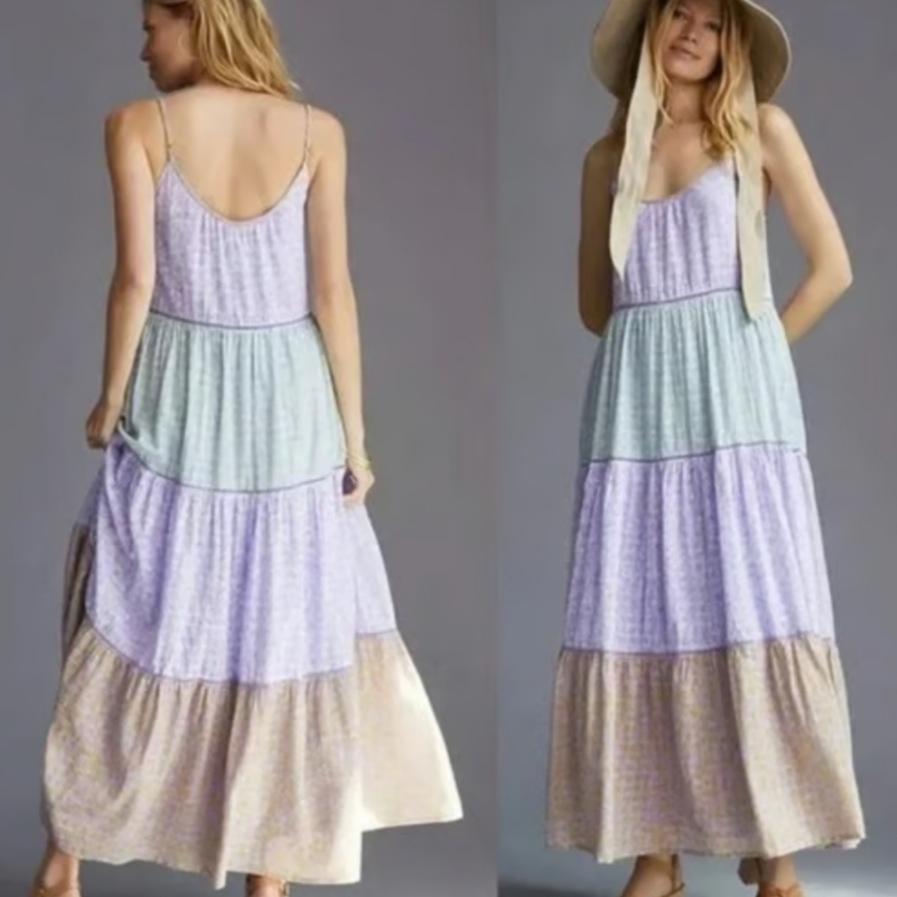 ROLLER RABBIT Ismay Dakota Tiered Sleeveless Floral Maxi Dress Sundress XS